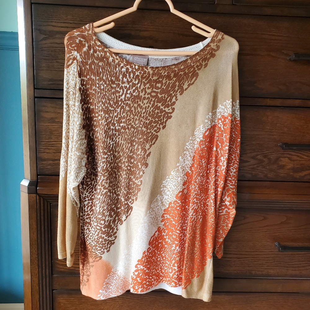 Chico's Leopard Print Knit Top Size 1